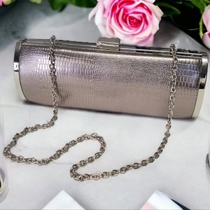 Style & Co. Women's Clutch Purse Rose Gold Evening Bag Hard Case Animal Print